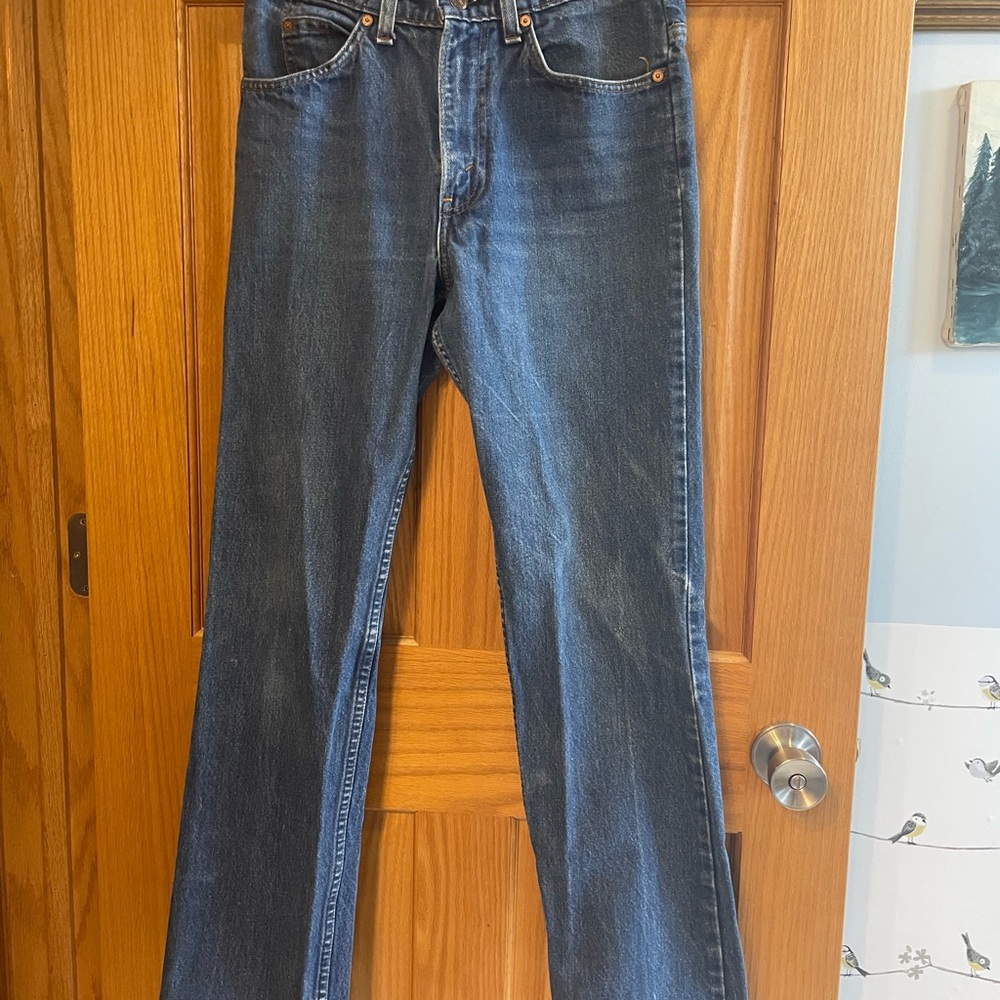 Levi's Men's Bootcut Jeans in Dark Blue Denim - Orange Tag